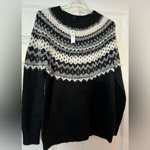 🧶Talbots Fair Isle Knit Sweater – Black & Ivor